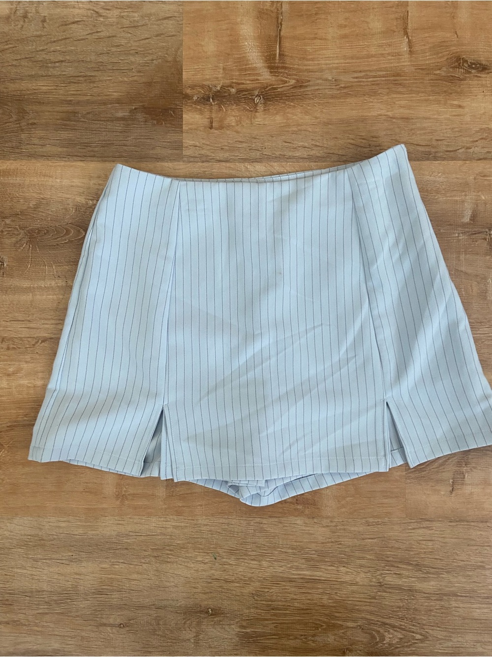 Sincerely Jules Light Blue Pinstriped Skort
